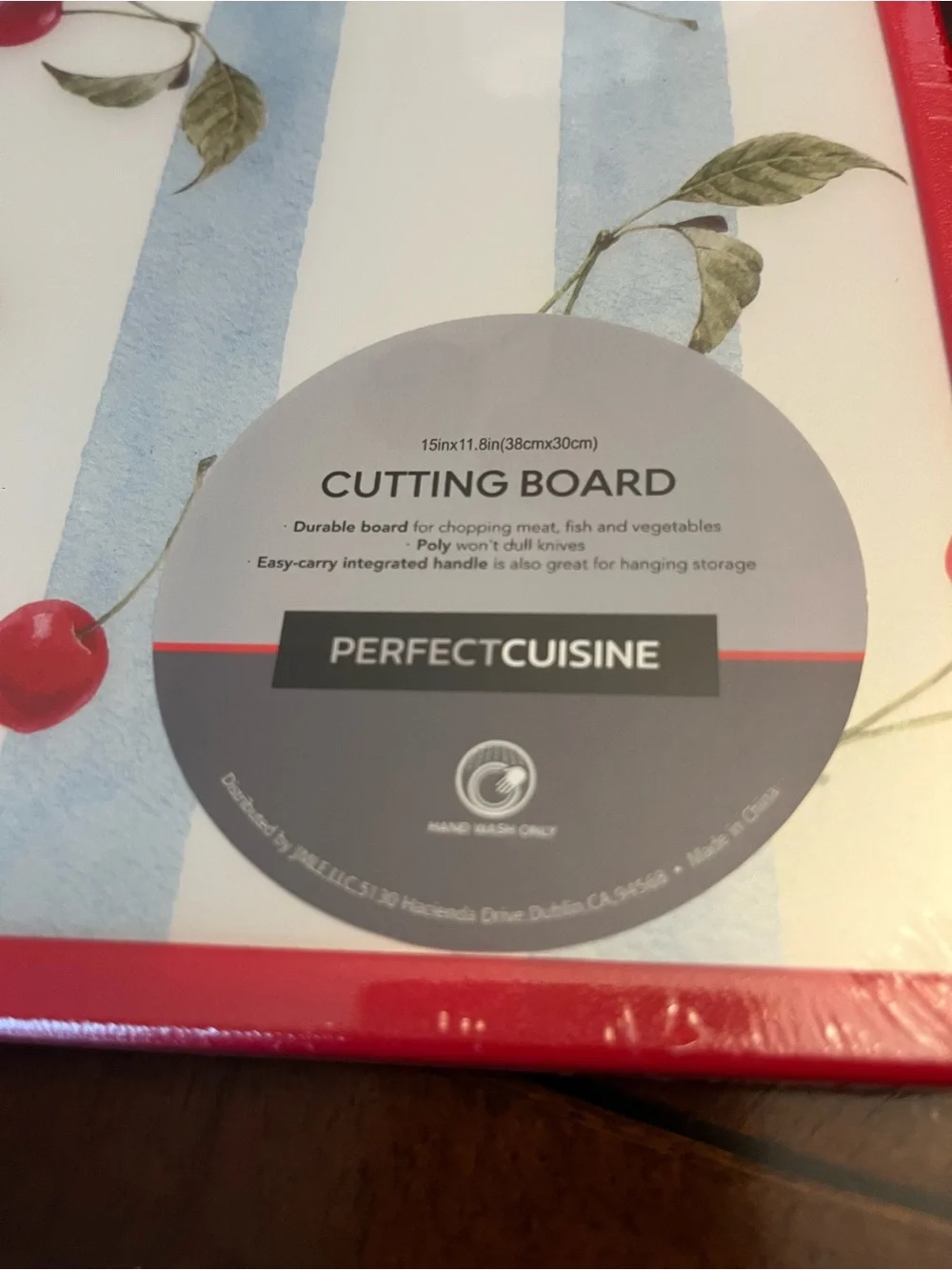 Perfect Cuisine Red Cherry Pattern Cutting Board